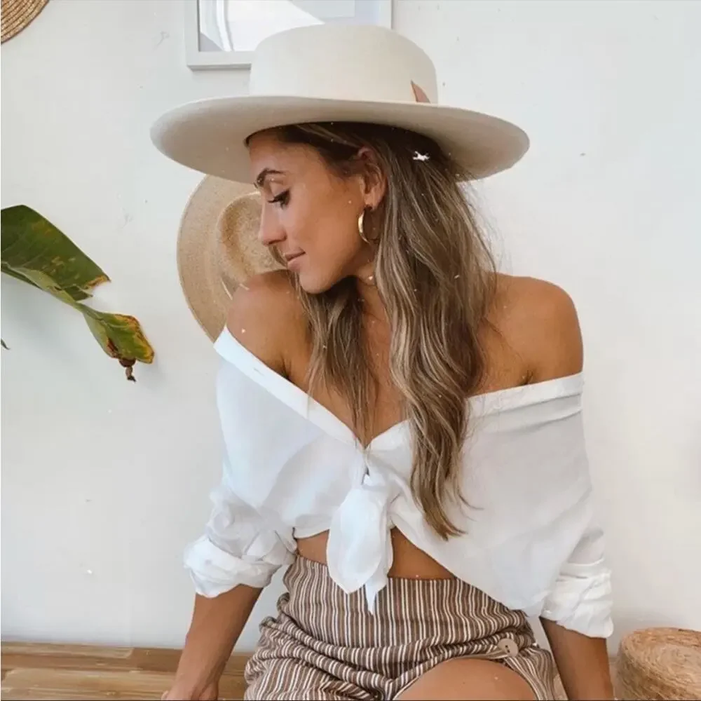 Lack of Color Val Diamond Hat white cream bohemian summer travel medium